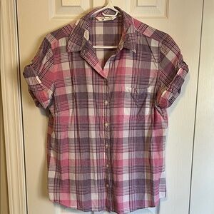 Riders By Lee Pink and Purple Plaid Button Down Shirt